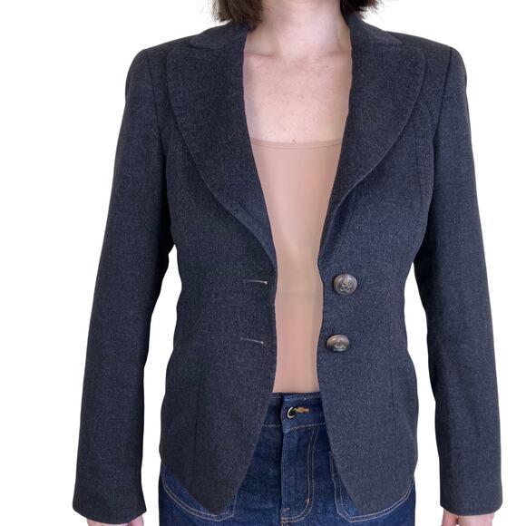 Escada Sz 36 Vintage Cashmere Blazer Single Breasted Tailored Classic Feminine - Picture 15 of 16